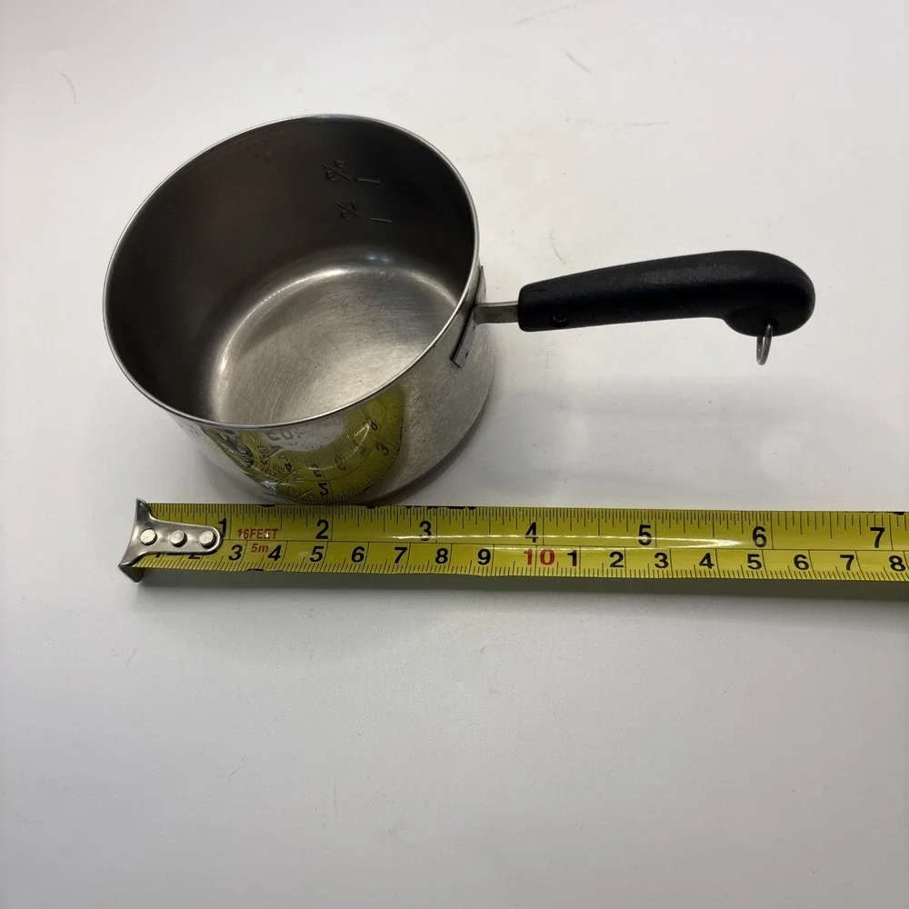 Set Of 2 Vtg 1 Cup Mini Melting Pots Stainless Copper Clad Bottoms Measuring Cup